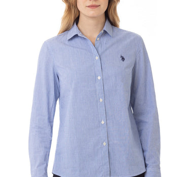US POLO WOMENS BUTTON UP SHIRT IN BLUE
