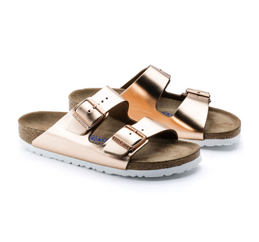 BIRKENSTOCK ARIZONA SOFT BEDDING NATURAL LEATHER NARROW FIT