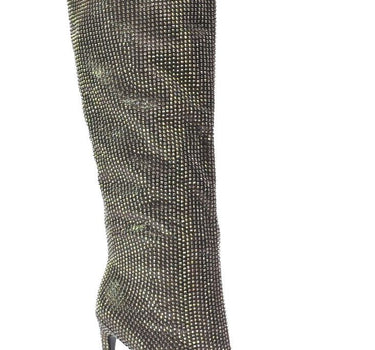 LAURA BIAGOTTI HEELED KNEE HIGH BOOT WITH RHINESTONE TEXTURE