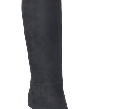 LAURA BIAGOTTI HEELED KNEE HIGH BOOT IN BLACK WITH GOLD DETAILING