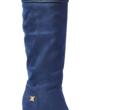 LAURA BIAGOTTI BLOCK HEEL OVER THE KNEE BOOT WITH GOLD DETAILING