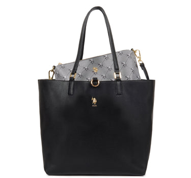 US POLO ASSN. WOMEN MALIBU L SHOPPING W/POUCH PRINTED IN BLACK