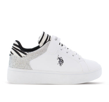 US POLO ASSN. KIDS TRAINERS IN WHITE WITH SILVER FINISH