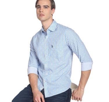 US POLO ASSN. MEN STRIPED SHIRT IN BLUE