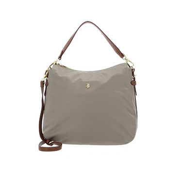 US POLO ASSN. WOMEN HOUSTON L HOBO BAG NYLON IN LIGHT TAUPE