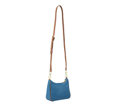 US POLO ASSN. WOMEN HOUSTON MINI HOBO BAG NYLON IN LIGHT BLUE/TAN