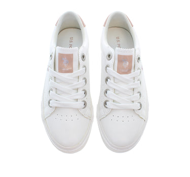 U.S. POLO ASSN.  WOMEN TRAINERS IN WHITE/PINK