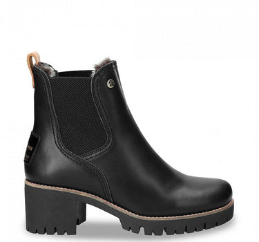 PANAMA JACK PIA TRAV LEATHER ANKLE BOOTS IN BLACK NAPPA