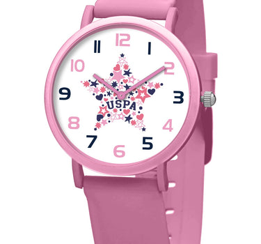 US POLO KIDS PINK SILICONE STRAP WITH S.S. BUCKLE & SOFT TOUCH FINISHING