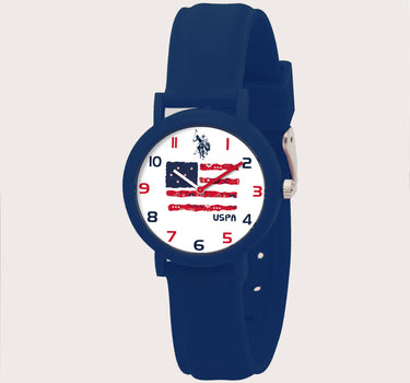US POLO KIDS BLUE SILICON STRAP WITH S.S. PERSON. BUCKLE & SOFT TOUCH FINISH