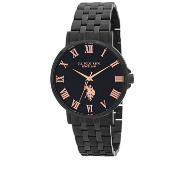 US POLO ASSN. MEN'S STAINLESS STEEL BAND WITH ROSE GOLD FINISH & PERSONALIZED S.S. BUCKLE