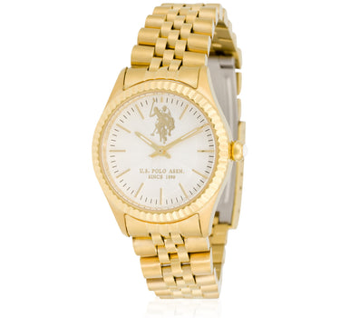US POLO WOMEN'S STAINLESS STEEL BAND WITH GOLD PLATING WITH S.S. BUCKLE