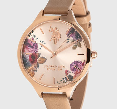 US POLO WOMEN'S CALF LEATHER STRAP AND S.S PERSONALIZED BUCKLE