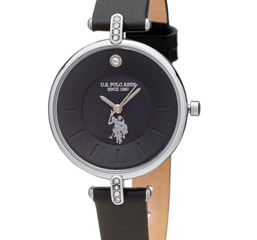 US POLO WOMEN'S BLACK CALF LEATHER STRAP WITH PERSONALIZED BUCKLE