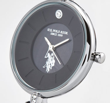 US POLO WOMEN'S BLACK CALF LEATHER STRAP WITH PERSONALIZED BUCKLE