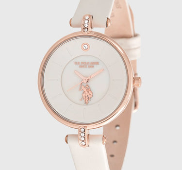 US POLO WOMEN'S CALF LEATHER STRAP WITH RHINESTONE DETAILING