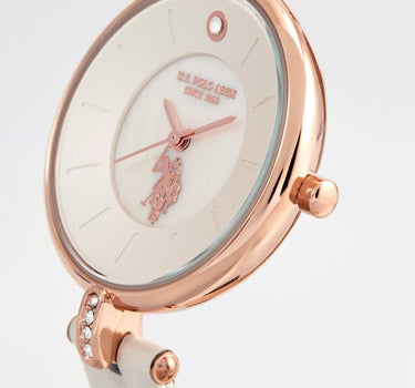 US POLO WOMEN'S CALF LEATHER STRAP WITH RHINESTONE DETAILING