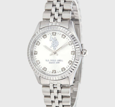 US POLO WOMEN'S STAINLESS STEEL BAND WITH S.S PERSONALIZED BUCKLE