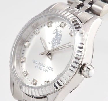 US POLO WOMEN'S STAINLESS STEEL BAND WITH S.S PERSONALIZED BUCKLE