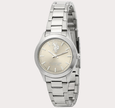 US POLO WOMEN'S STAINLESS STEEL BAND WITH S.S PERSONALIZED BUCKLE