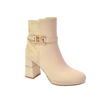 LAURA BIAGOTTI BLOCK HEEL ANKLE  BOOT WITH GOLD DETAILING