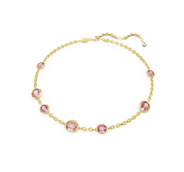 SWAROVSKI IMBER NECKLACE, OCTAGON CUT, PINK, GOLD-TONE PLATED