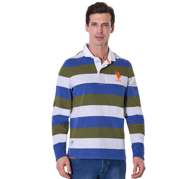 US POLO MEN STRIPED JERSEY LONG SLEEVE POLO SHIRT