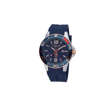 US POLO MEN SYROC DARK BLUE SILICON STRAP WITH STAINLESS STEEL PERSONALIZED BUCKLE