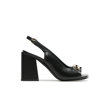 FURLA LEATHER CHAIN SANDALS IN BLACK