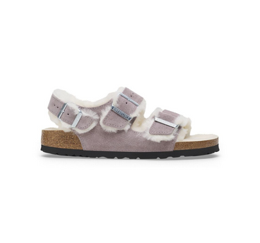 BIRKENSTOCK MILANO SHEARLING SUEDE LEATHER IN FADED PURPLE