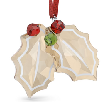 SWAROVSKI HOLIDAY CHEERS GINGERBREAD HOLLY LEAVES ORNAMENT