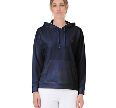 US POLO WOMEN SWEATSHIRT WITH HOOD AND CENTRAL POCKET