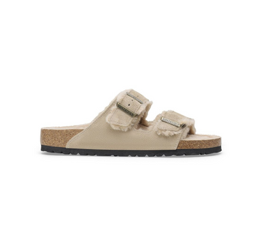 BIRKENSTOCK ARIZONA SHEARLING SUEDE LEATHER IN NUDE