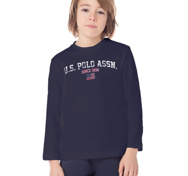 US POLO KIDS LONG SLEEVE T-SHIRT WITH VINTAGE PRINT