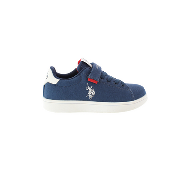 US POLO KIDS CANVAS FOOTWEAR WITH ELASTIC LACE AND VELCRO CLOSURE