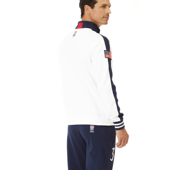 US POLO MEN TWO-TONE LONG-SLEEVED FLEECE WITH LOGO AND NUMBER