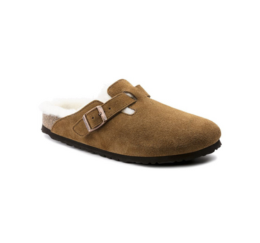 BIRKENSTOCK BOSTON SHEARLING SUEDE LEATHER IN BROWN