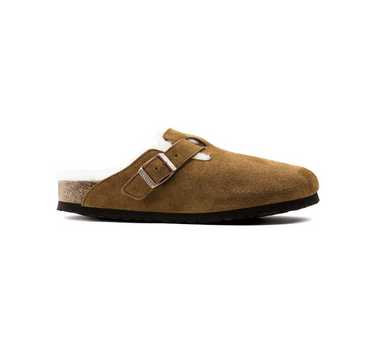 BIRKENSTOCK BOSTON SHEARLING SUEDE LEATHER IN BROWN