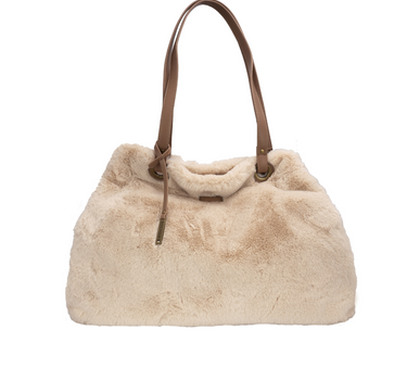 BULAGGI WOMEN SUNNY FUR SHOPPING BAG IN BONE