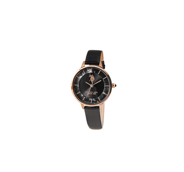 US POLO WOMEN LEONIE BLACK CALF LEATHER STRAP WITH PERSONALIZED BUCKLE