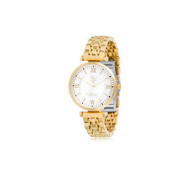 US POLO WOMEN HARPER YELLOW GOLD PLATED STAINLESS STEEL BAND