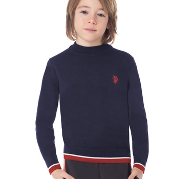 US POLO KIDS CREWNECK SWEATER IN BLUE