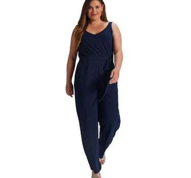 SWING STRETCH CREPE JUMPSUIT IN BLUE