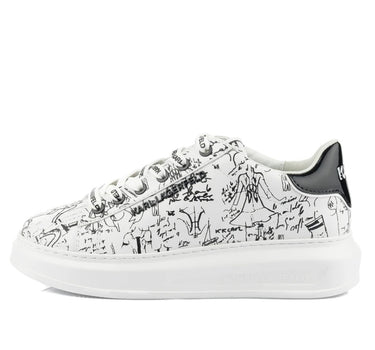 KARL LAGERFELD KAPRI SKETCHBOOK SNEAKERS IN WHITE